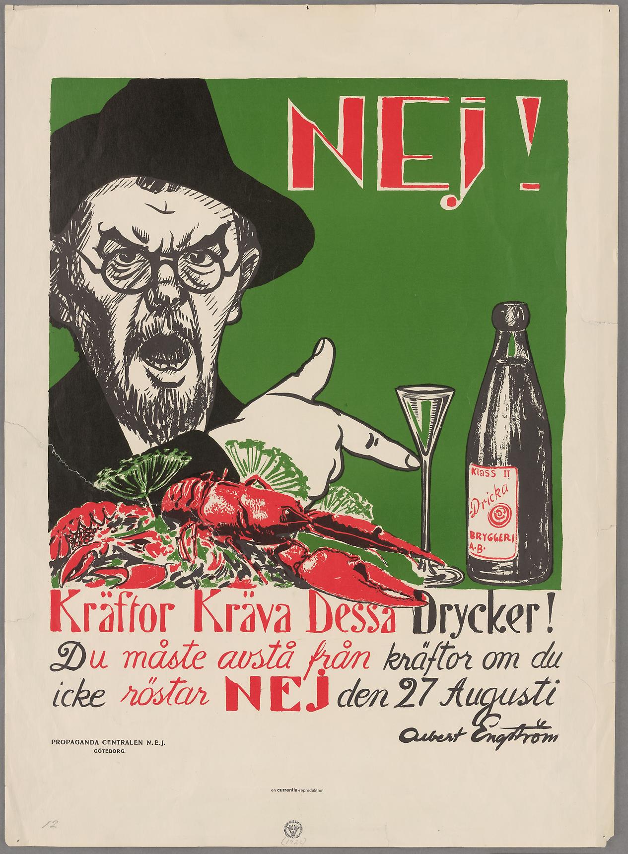 Nej! Kräftor kräva dessa drycker! Albert Engström 1922