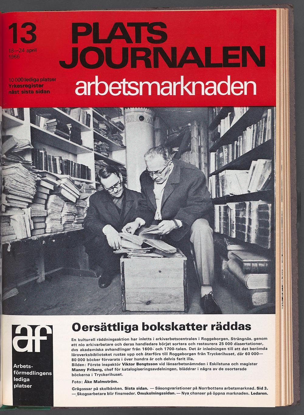 Reportage om Roggebiblioteket i Platsjournalen 1966.