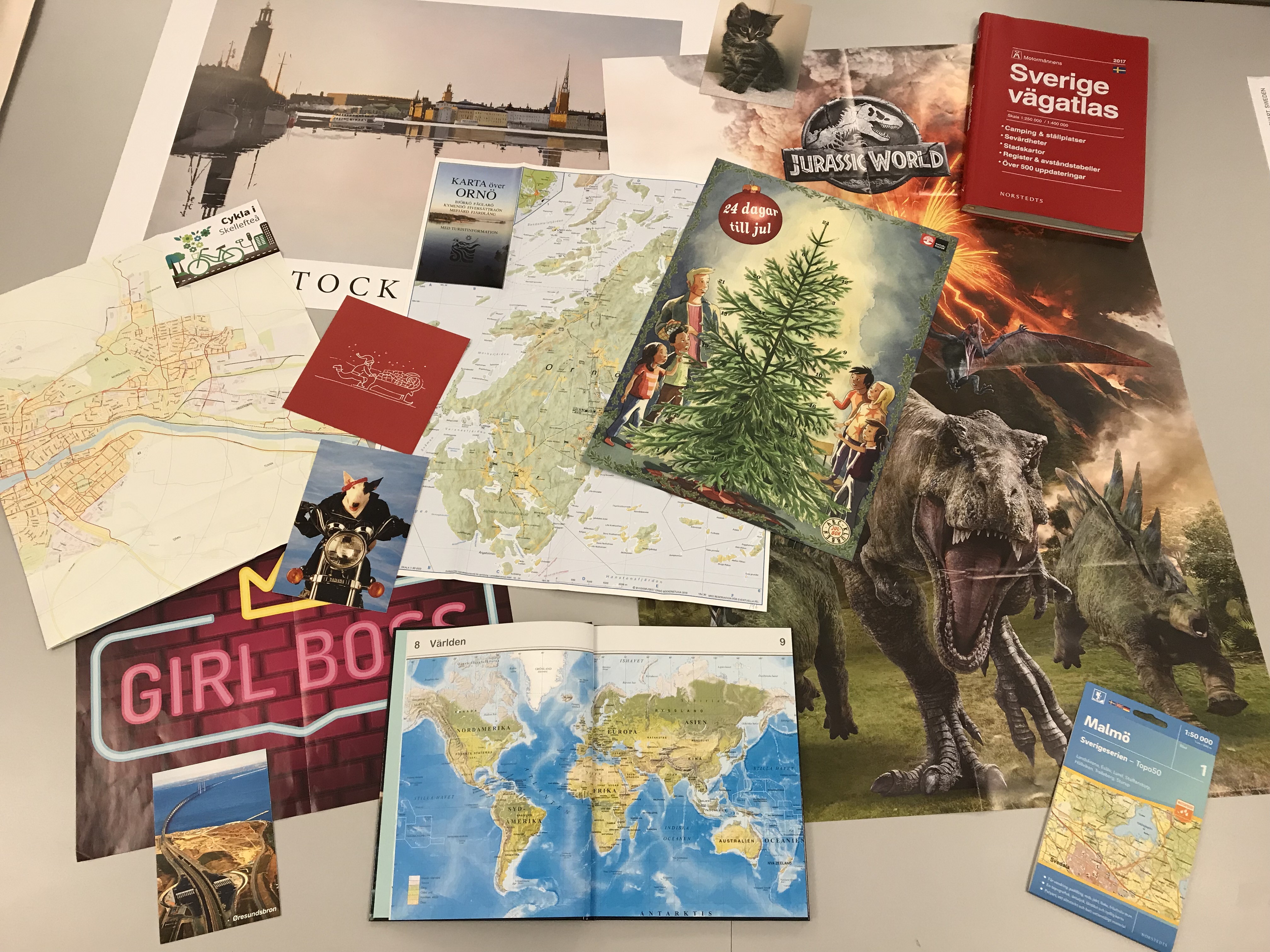 Kollage över kartor och bilder inkomna till KB via pliktleveransen