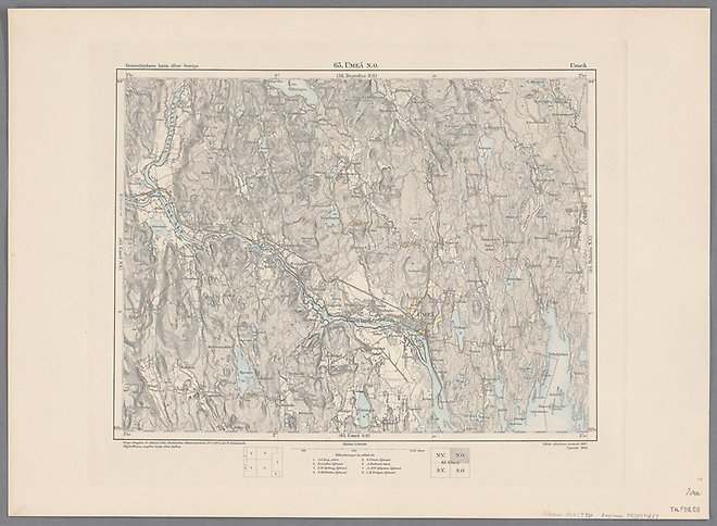 Litograferad karta med många utsatta orter, vattendrag och berg.