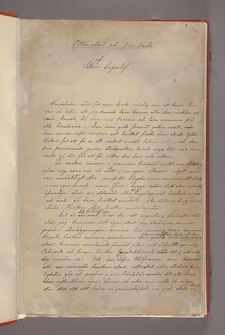 Uppslagen sida med handskriven text med rättningar