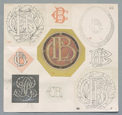 Registerkort nr 33. Monogram på B: C.B., C.F.B., C.L.B.