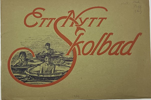 Omslaget till en katalog för skolbadsanläggningar, 1904
